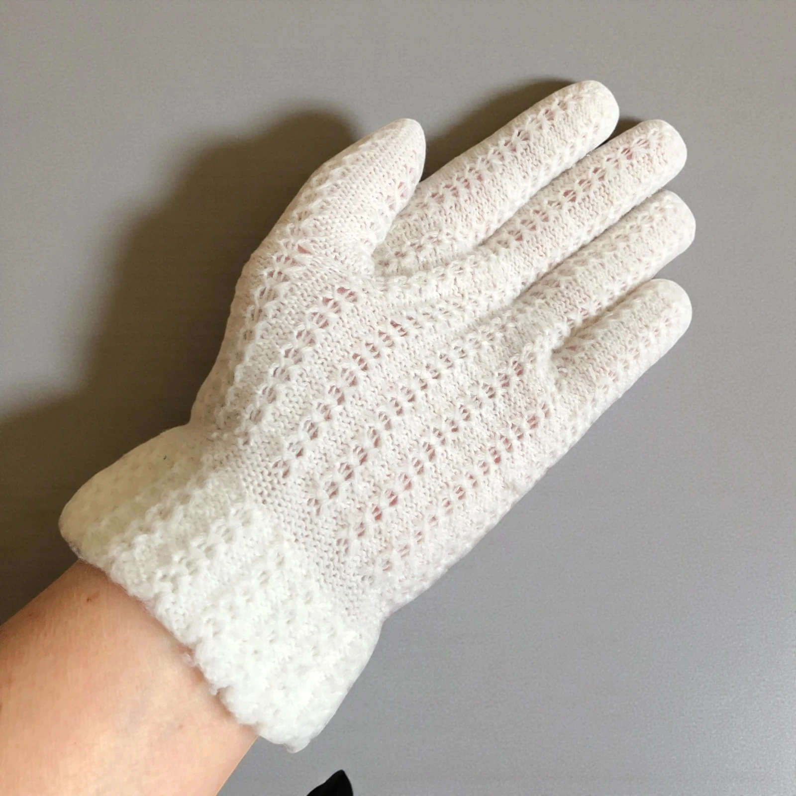 ✿ Luvas Vintage em Malha AjourÉe – Branco Brilhante ✿ – photo 5